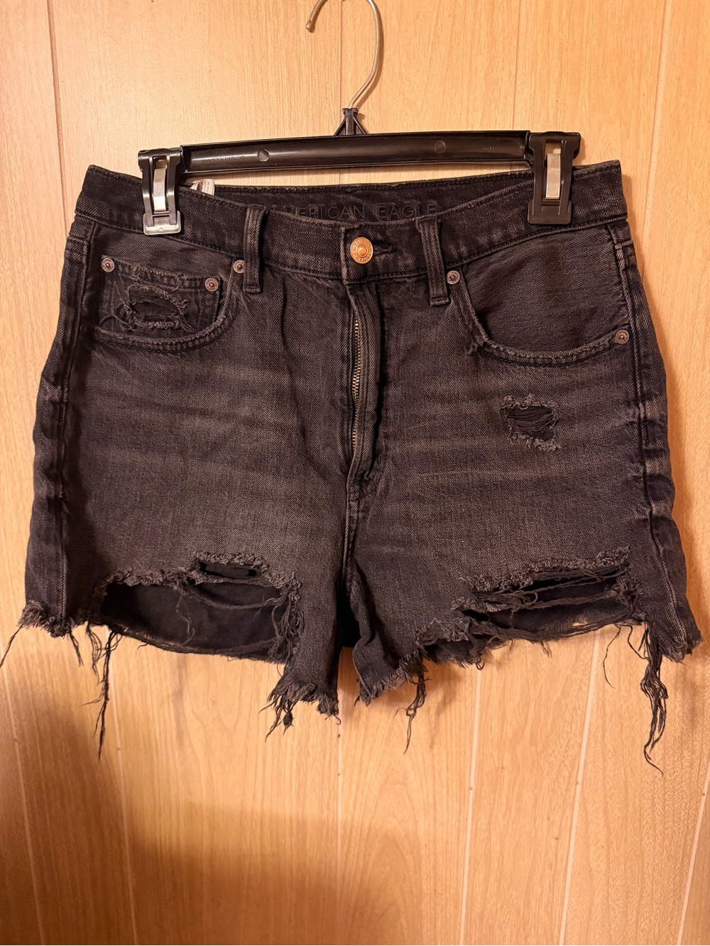 American Eagle Outfitters Black Distressed Cutoff Jean Shorts